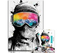 Puzzles for Teenagers 1000 Pieces Ski 1000 Pieces for Teenagers,Staycation Kill Time with Matching Poster And Trivia Sheet (size 38x26cm)