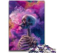 Puzzles for Teenagers 1000 Pieces Skull in Smoke Challenging To Complete But Fun And Humorous Educational Game for Birthday 50x75cm