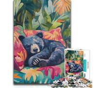 Puzzles for Teenagers 1000 Pieces Sleeping Bear in Tropical Paradise Tough Challenge Gifts Ideas for And from 14 Years And over (size 38x52cm)