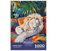 Puzzles for Teenagers 1000 Pieces Sleeping White Lion Adult Jigsaw Puzzle Family Game Pattern Assembly Fun at Home Activities, 52x38cm/1000pcs