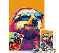 Puzzles for Teenagers 1000 Pieces Sloth Drinking Alcohol Anti-Stress Toys Secret Santa Gifts Brain Teaser Game Fun at Home Activities, Size 50x75cm