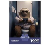 Puzzles for Teenagers 1000 Pieces Sloth in Bathroom Jigsaws for Adults Hands-on Game Difficult Hard Fun at Home Activities, 52x38cm/1000pcs
