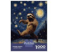Puzzles for Teenagers 1000 Pieces Sloth in Starry Night Adult Jigsaw Brain Teaser Game Pattern Assembly Unique Birthday And Xmas Gifts 38x26cm/1000pcs