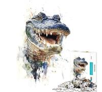 Puzzles for Teenagers 1000 Pieces Smiling Alligator Watercolor Hands-on Game for Educational Game Challenge Toy Great Gifts for Games Analysis And Logic (Size 50x75cm)