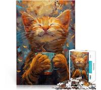 puzzles for teenagers 1000 pieces Smiling Cat Coffee Spielzeug für die ganze Familie Heimdekoration Spielzeug38x26cm