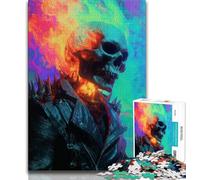 Puzzles for Teenagers 1000 Pieces Smoky Skull Teenager Puzzles,Family Activity Fun at Home Activities, Birthday Present,Travel Gifts (size 75x50cm)