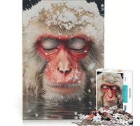 Puzzles for Teenagers 1000 Pieces Snow Monkey Portrait Educational Toy Improve Memory with Matching Poster And Trivia Sheet 38x26cm