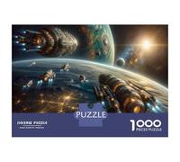 Puzzles for Teenagers 1000 Pieces Space Station Building Kit Jigsaws for Adults Hands-on Game Difficult Hard Fun at Home Activities, 38x26cm/1000pcs