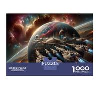 Puzzles for Teenagers 1000 Pieces Space Station Cityscape -1 Adult Jigsaw Puzzle Brain Teaser Game Hand Speed Race Fun Activities at Home 52x38cm/1000pcs