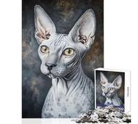 Puzzles for Teenagers 1000 Pieces Sphynx Cat Portrait Impossible Game Learning Educational Anti-Stress Toys Birthday Present,Travel Gifts, (38X52cm)