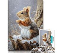 Puzzles for Teenagers 1000 Pieces Squirrels in Winter,Help The Brain Exercise Addictive Toys to Cultivate Patience Perfect Decoration 38x26cm