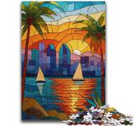 Puzzles for Teenagers 1000 Pieces Stained Glass City 1000 Pieces for Adults,Quiz Game for Is Ideal As A Gift for The Whole Family (50x75cm)