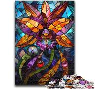Puzzles for Teenagers 1000 Pieces Stained Glass Flowers Challenging Game And Family Play for Is Ideal As A Gift for The Whole Family 50x75cm