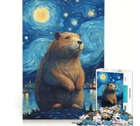 Puzzles for Teenagers 1000 Pieces Starry Night Capybara, Fun Games, Interesting Stress Reduction, Every Piece Is Unique 50x75cm