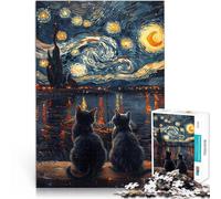 puzzles for teenagers 1000 pieces Starry Night Cats for Educational Game Challenge Toy Birthday Present, Gifts, Wall Art 50x70cm