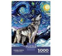 Puzzles for Teenagers 1000 Pieces Starry Night Wolf Van Gogh Adult Jigsaw Puzzle Family Game Pattern Assembly Fun at Home Activities, 38x26cm/1000pcs
