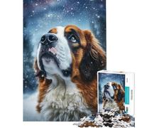 Puzzles for Teenagers 1000 Pieces Starry Saint Bernard Gaze Puzzle for Adults Brain Teaser Game Staycation Kill Time Unique Birthday And Xmas Gifts (size 50x75cm)
