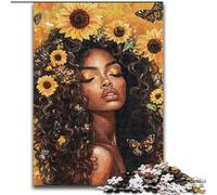 Puzzles for Teenagers 1000 Pieces Sunflower African Woman, Train Your Brain And Hands Unique Birthday And Gifts for Age 14+ (Size 50x75cm)