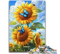 Puzzles for Teenagers 1000 Pieces Sunflower Butterfly Brain Teaser Game Wall Decoration Unique Birthday And Xmas Gifts 50x75cm