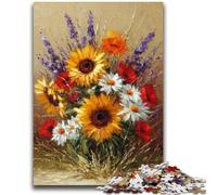 Puzzles for Teenagers 1000 Pieces Sunflower Oil Painting Adult Puzzles,Decompressing Intellectual Educational Toy Birthday Gift (38x26cm)