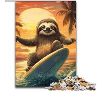 Puzzles for Teenagers 1000 Pieces Surfing Sloth, for Age 14+ Suitable for Couples Fun at Home Activities, Birthday Present,Travel Gifts (size 26x38cm)