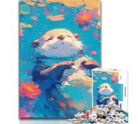 Puzzles for Teenagers 1000 Pieces Swimming Otter Teenager Puzzles,Family Activity Fun at Home Activities, Birthday Present,Travel Gifts (size 75x50cm)