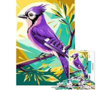 Puzzles for Teenagers 1000 Pieces The Blue Jay Bird in Geometric Nature Difficult And Challenge Presents for Women Fun Games for And from 14 Years And over (38X52cm)