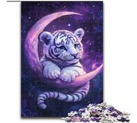 Puzzles for Teenagers 1000 Pieces Tiger on The Moon, for Age 14+ Suitable for Couples Fun at Home Activities, Birthday Present,Travel Gifts (size 50x75cm)
