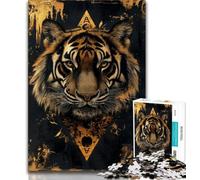 Puzzles for Teenagers 1000 Pieces Tiger Poker Adult Jigsaw,Fun Games Wall Decoration Unique Birthday And Xmas Gifts 38x26cm