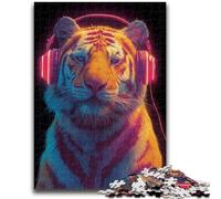 Puzzles for Teenagers 1000 Pieces Tiger Wearing Headphones 1000 Pieces for Adults,is Ideal As Gifts for The Whole Family Suitable for And 14 (50x75cm)