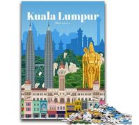 Puzzles for Teenagers 1000 Pieces Travel to Kuala Lumpur 1000 Pieces for Teenagers,with Matching Poster And Trivia Sheet for And Age 14 Years Up (26x38cm)