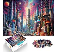 puzzles for teenagers 1000 pieces Trippy City - Surreal Metropolis Mustermontage Geburtstagsgeschenk, Geschenke75x50cm