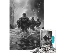 Puzzles for Teenagers 1000 Pieces Troops Crossing River for Birthday, Chrismas Perfect Decoration Handson Game for Ages 14 And over (50X75cm)