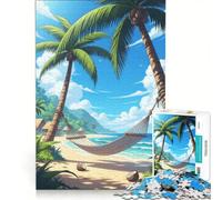 Puzzles for Teenagers 1000 Pieces Tropical Beach Hammock Paradise, Educational Game, Interesting Stress Reduction, Great Gift for Gaming 50x75cm