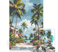 Puzzles for Teenagers 1000 Pieces Tropical Beach Paradise, Toy Wall Decor, Staycation Kill Time, Birthday Present,Travel Gifts, 38x26cm
