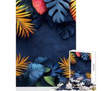 Puzzles for Teenagers 1000 Pieces Tropical Leaf Border Brain Teaser Game Staycation Kill Time Home Decoration Toys Parent-child Interaction (38x26cm)