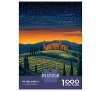 Puzzles for Teenagers 1000 Pieces Tuscan Sunset Landscape Adult Jigsaw Puzzle Family Game Pattern Assembly Fun at Home Activities, 38x26cm/1000pcs