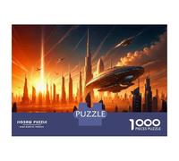 Puzzles for Teenagers 1000 Pieces UFO Cityscape Futuristic Skyscrapers Jigsaws for Adults Hands-on Game Difficult Hard Fun at Home Activities, 38x26cm/1000pcs