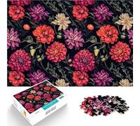 puzzles for teenagers 1000 pieces Vibrant Floral Patterns on Black Entspannungsspiele Tolle Geschenke und Spielzeuge52x38cm