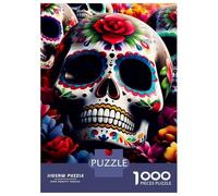 Puzzles for Teenagers 1000 Pieces Vibrant Sugar Skull Adult Jigsaw Puzzle Family Game Pattern Assembly Fun at Home Activities, 70x50cm/1000pcs