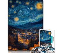 Puzzles for Teenagers 1000 Pieces Village at Night,Stress Reliever Difficult Challenge Every Piece Is Unique - Challenging Family Fun Game 38x52cm