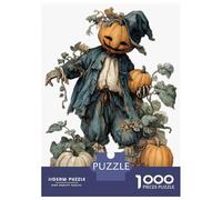 Puzzles for Teenagers 1000 Pieces Vintage Halloween Pumpkin Scarecrow Illustration Adult Jigsaw Puzzle Family Games Stress Reliever Challenging Game Gifts 38x26cm/1000pcs