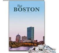 Puzzles for Teenagers 1000 Pieces Visit Boston Family Game Stress Reliever Difficult Challenge Artists Collection, Fine Art (26x38cm) 1000pcs