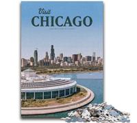 Puzzles for Teenagers 1000 Pieces Visit Chicago 1000 Pieces for Teenagers,with Matching Poster And Trivia Sheet for And Age 14 Years Up (26x38cm)