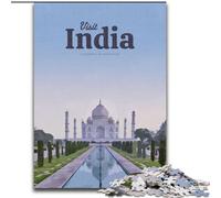 Puzzles for Teenagers 1000 Pieces Visit India,Educational Family Game Wall Decoration Unique Birthday And Xmas Gifts 38x26cm