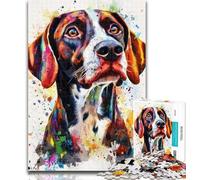 Puzzles for Teenagers 1000 Pieces Watercolor German Shorthaired Pointers 1000 Pieces for Adults,Stress Reliever Difficult Challenge Secret Santa Gifts 26x38cm