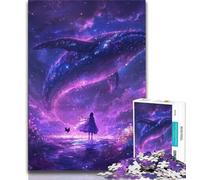 Puzzles for Teenagers 1000 Pieces Whales Under The Starry Sky Teenager Puzzles,is Ideal As Gifts for The Whole Family Suitable for And 14 (size 75x50cm)