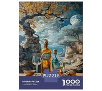 Puzzles for Teenagers 1000 Pieces Whimsical Still Life with Clock Bottle Puzzle for Adults Relaxing Games A Work of Art Christmas Birthday Gifts 52x38cm/1000pcs