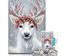 Puzzles for Teenagers 1000 Pieces White Deer 1000 Pieces for Adults,Stress Reliever Difficult Challenge Secret Santa Gifts 26x38cm
