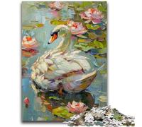 Puzzles for Teenagers 1000 Pieces White Swan Oil Painting Brain Teaser Game Wall Decoration Unique Birthday And Xmas Gifts 50x75cm